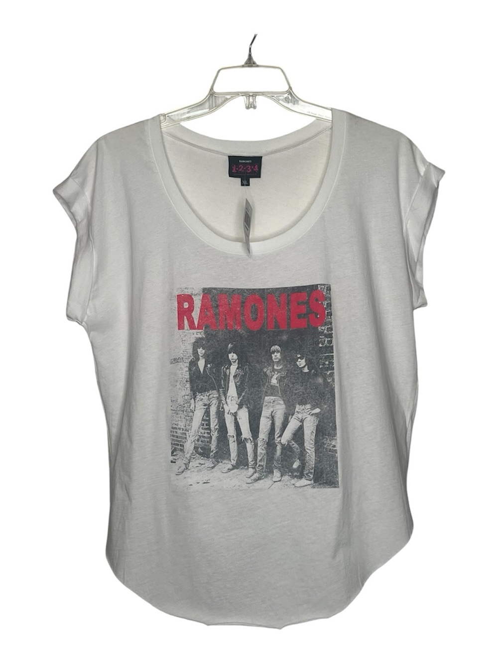 RAMONES Sz XL Graphic Scoop Neck Tee White New From Hot Topic